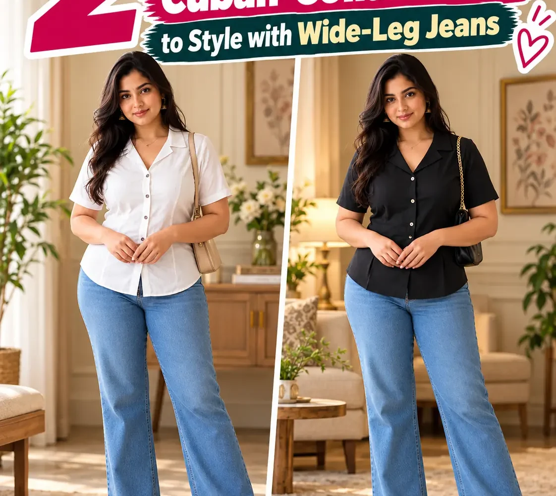 2 Classic Cuban-Collar Shirts to Style with Wide-Leg Jeans