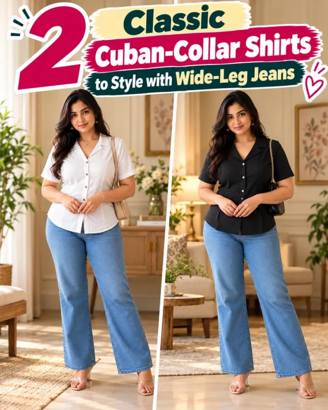 2 Classic Cuban-Collar Shirts to Style with Wide-Leg Jeans