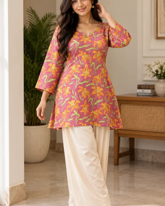 Floral-Pink-Kurta Set
